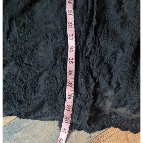 STACCATO Black Lace Duster Kimono Large L Gothic Romantic Whimsigoth Cardigan - Picture 8 of 9